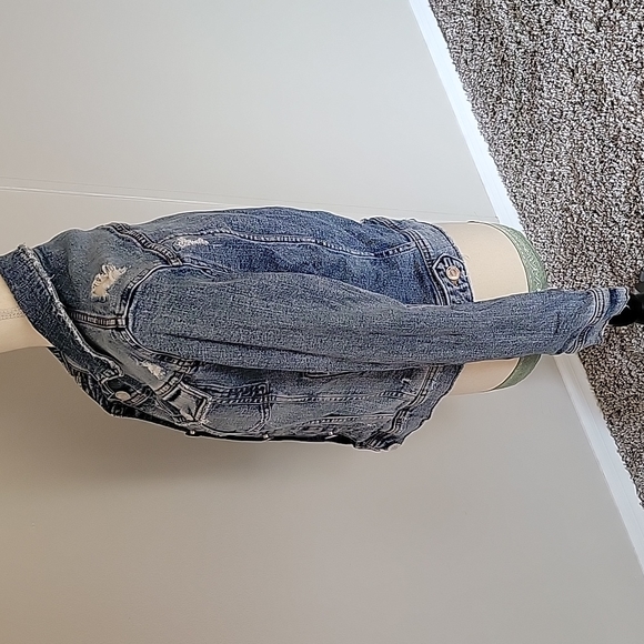 Zara Distressed Medium Wash Denim Jacket Y2K - Picture 4 of 6